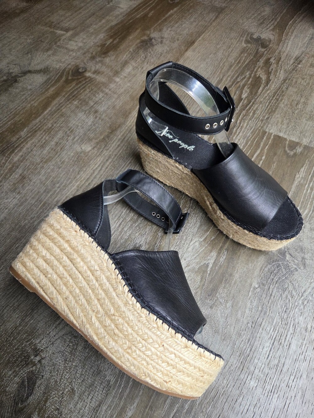 Free People Coastal Platform Espadrille Leather Wedge Ankle Strap Sandal - Picture 2 of 12